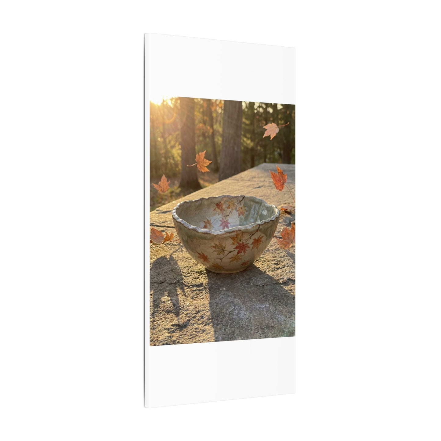 Japandi Ceramic Bowl in Golden Hour | Japanese Pattern Canvas Art