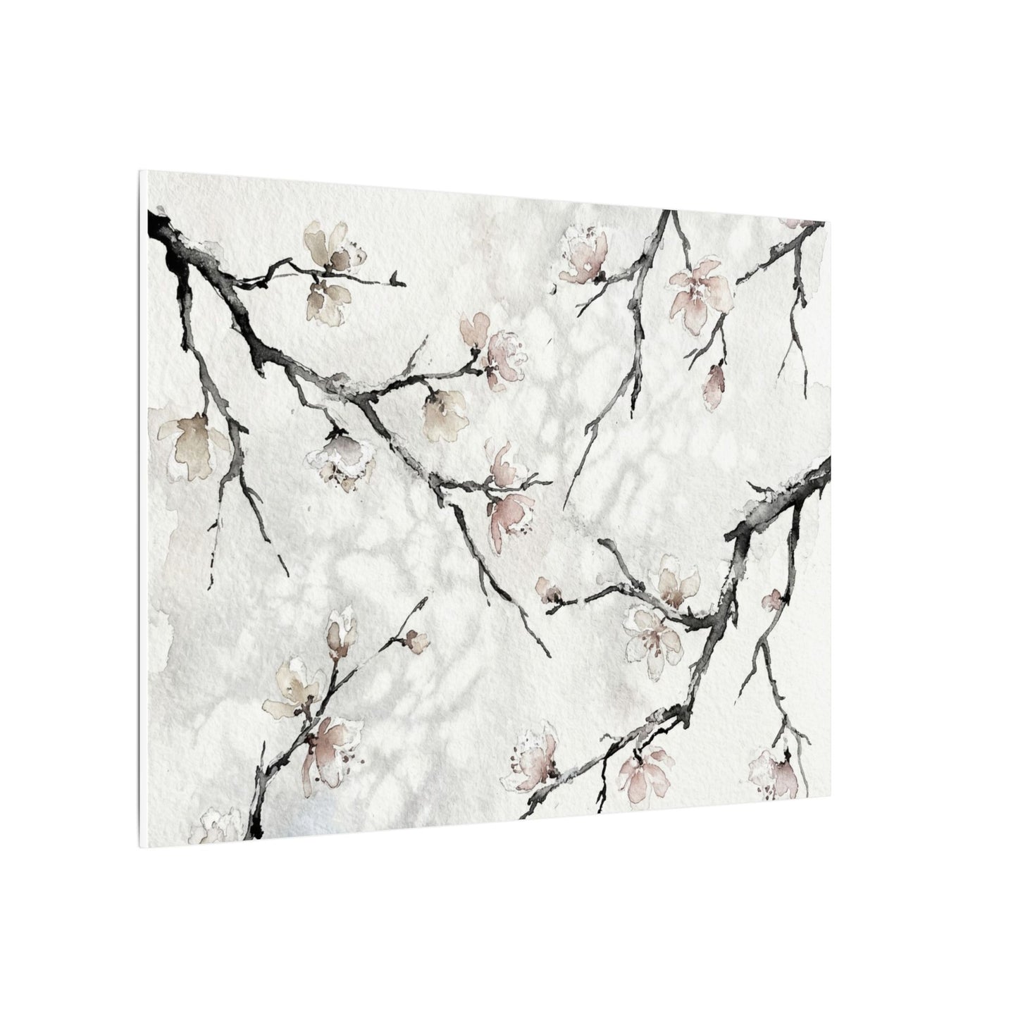 Cherry Blossom Canvas Art | Winter Japandi Watercolor Art