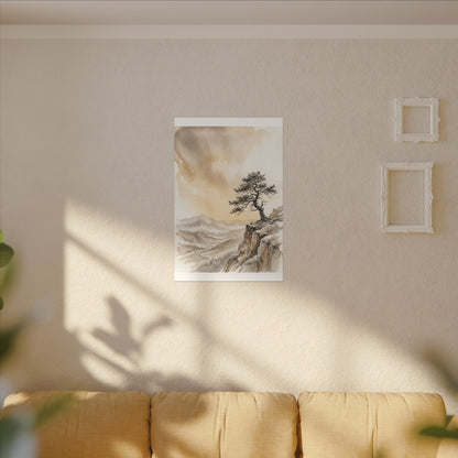 Pine Tree Canvas Art | Winter Japandi Watercolor Art