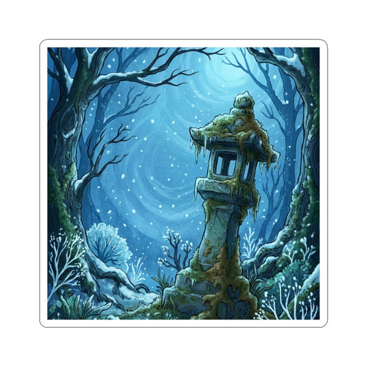 Stone Lantern Winter Sticker | Cottagecore Cozy Design Art Print