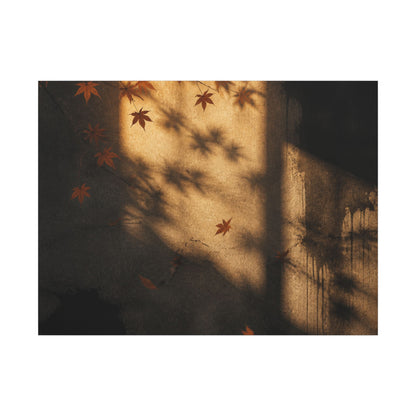 Shadow Play Canvas Art | Autumn Dark Japandi Charcoal Ink Art