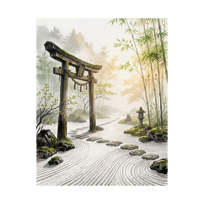 Spring Torii Gate Karesansui Wall Art Print | Contemplative Decor