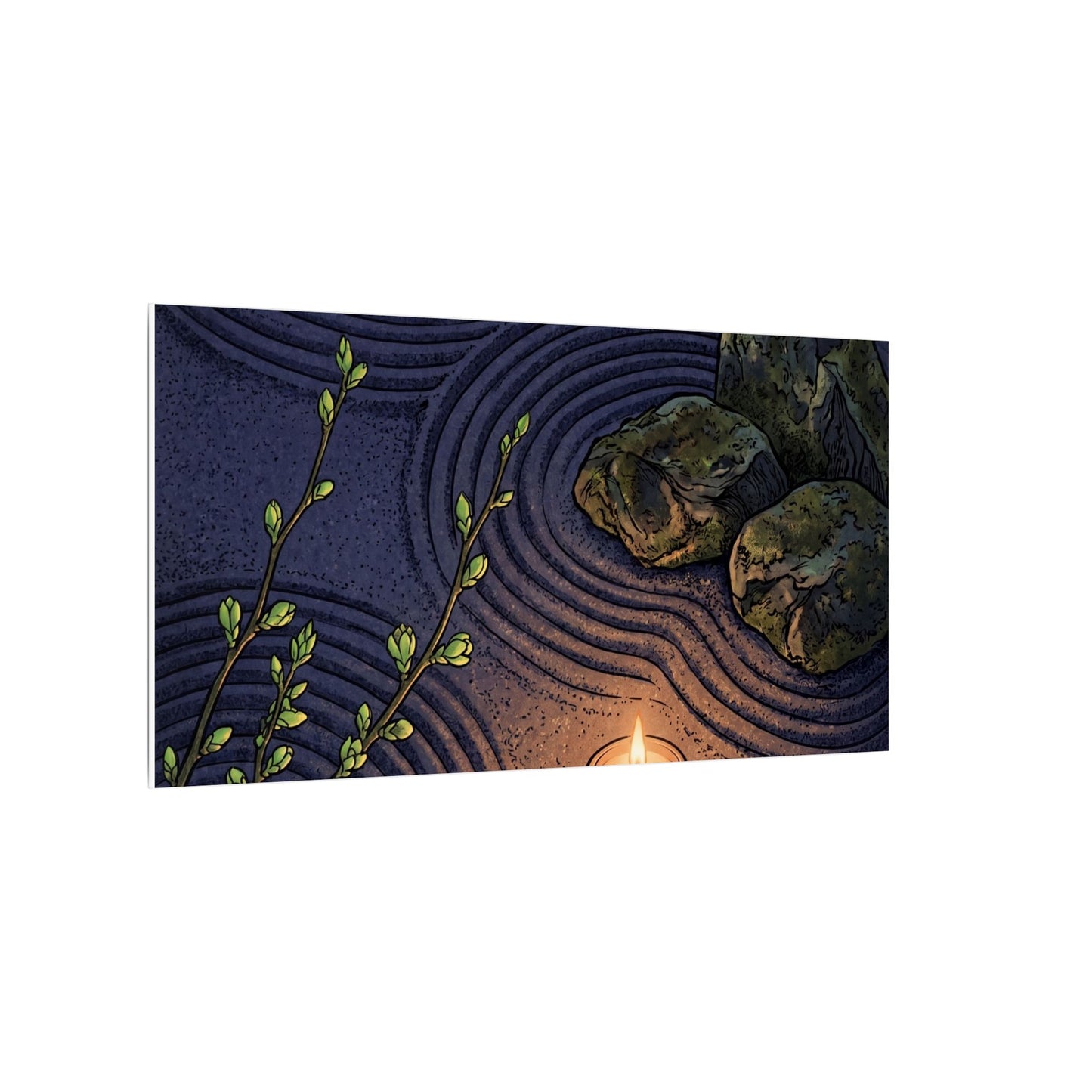 Mono No Aware Rock Garden Canvas Art - Zen Ukiyo E Inspired