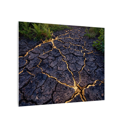 Cracked Earth Canvas Art | Summer Kintsugi Crackle Gold Art