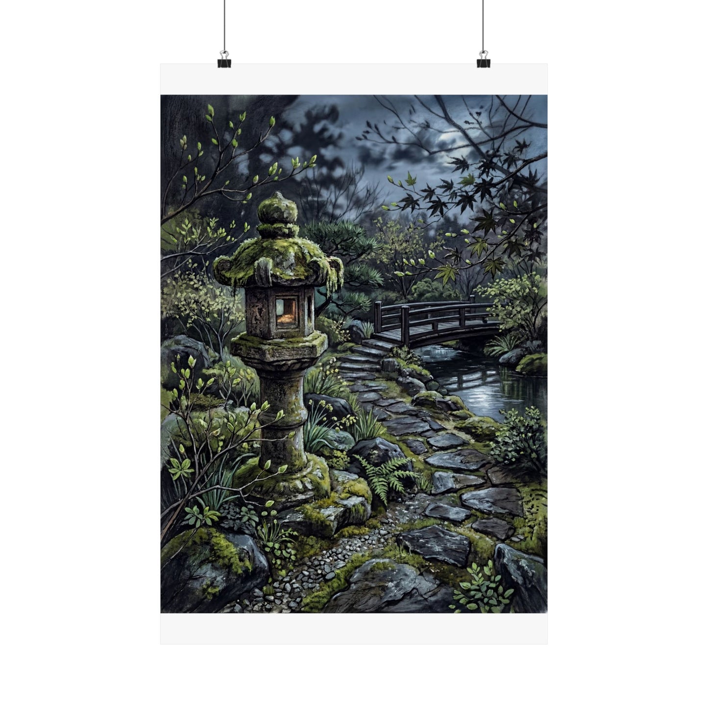 Cozy Stone Lantern Wall Art Print - Texture Japandi Art Print