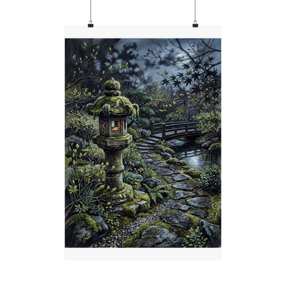 Cozy Stone Lantern Wall Art Print - Texture Japandi Art Print