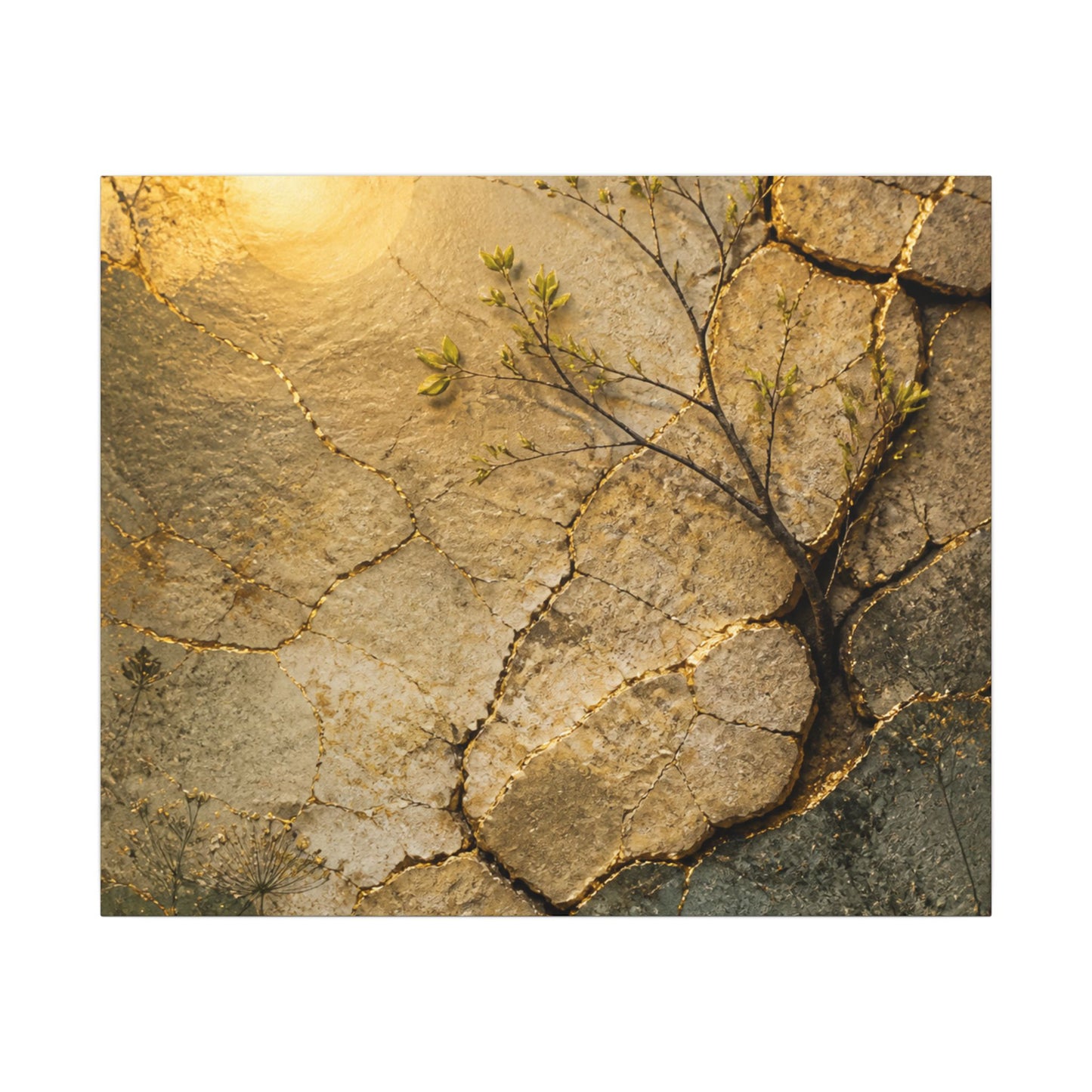 Cracked Earth Spring Canvas Art | Japandi Warm Design