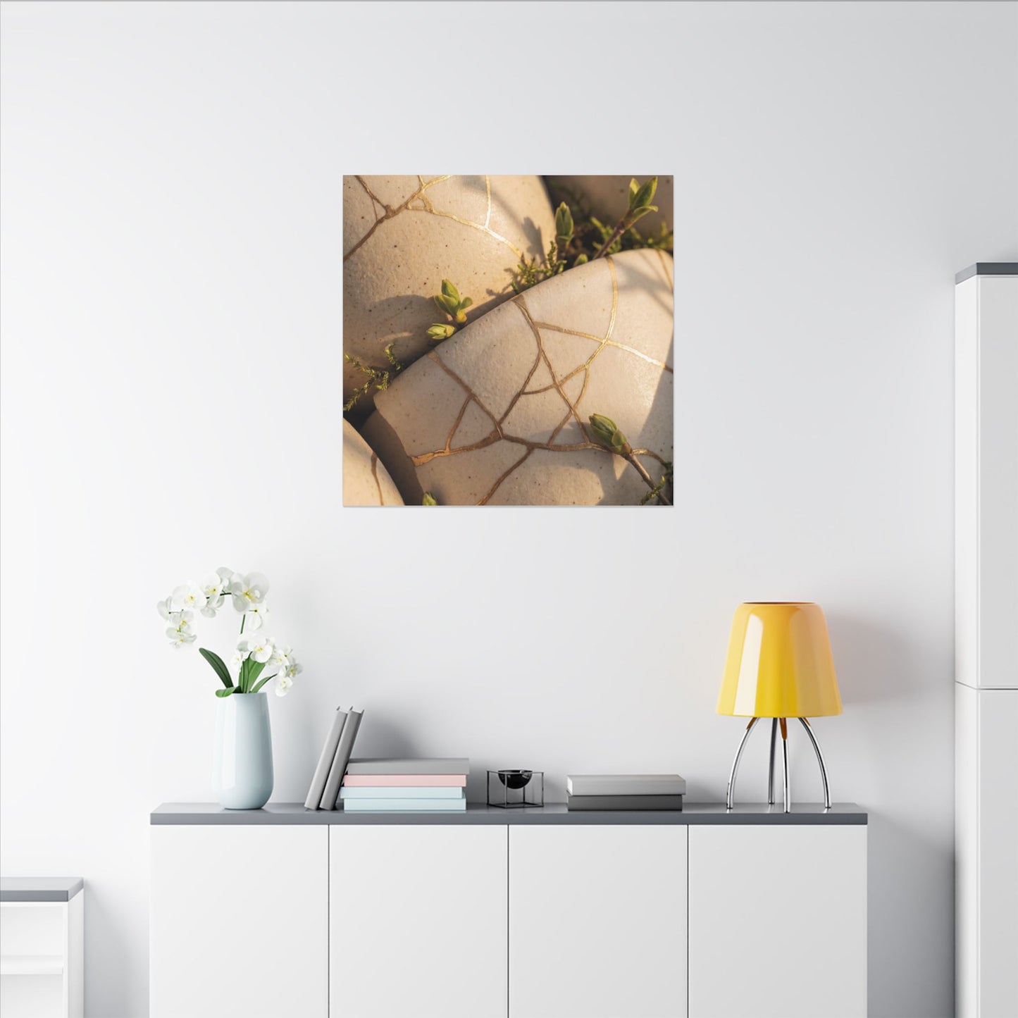 Spring Broken Pottery Gold Vein Canvas Art | Beautiful Decor