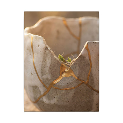 Golden Hour Broken Pottery Canvas Art - Japandi Kanso