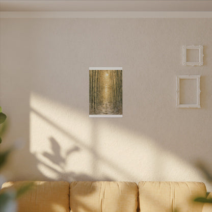 Bamboo Grove Winter Canvas Art | Japandi Elegant Design
