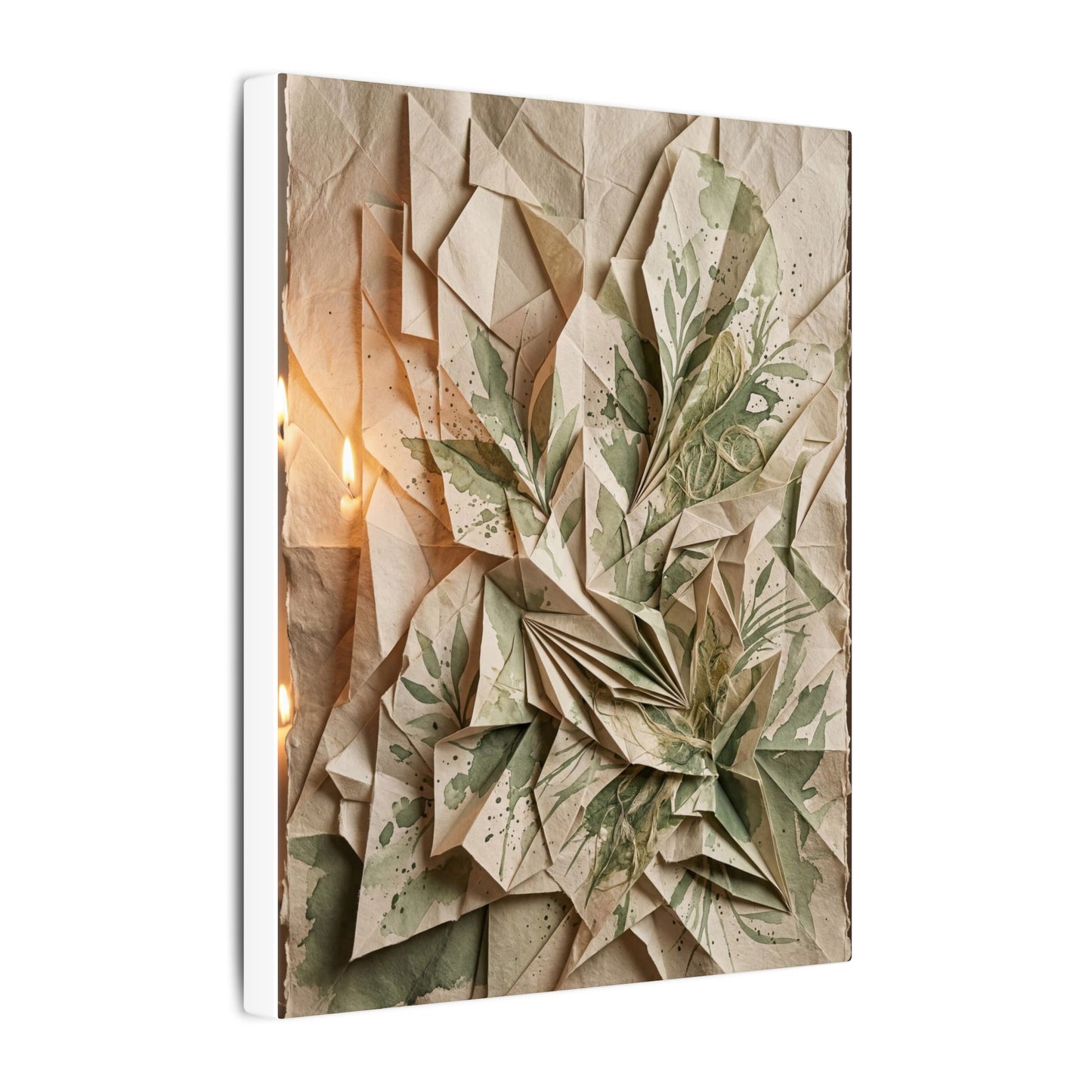 Japandi Paper Fold in Candlelight | Texture Canvas Art