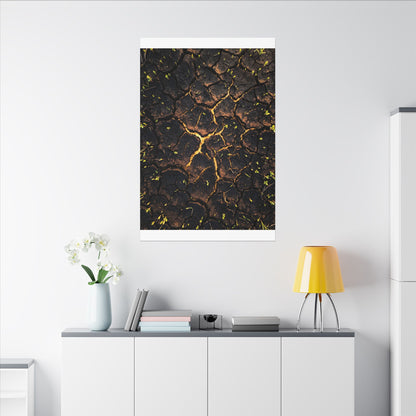 Cracked Earth Moody Minimal Canvas Art | Sophisticated Dark Japandi Art
