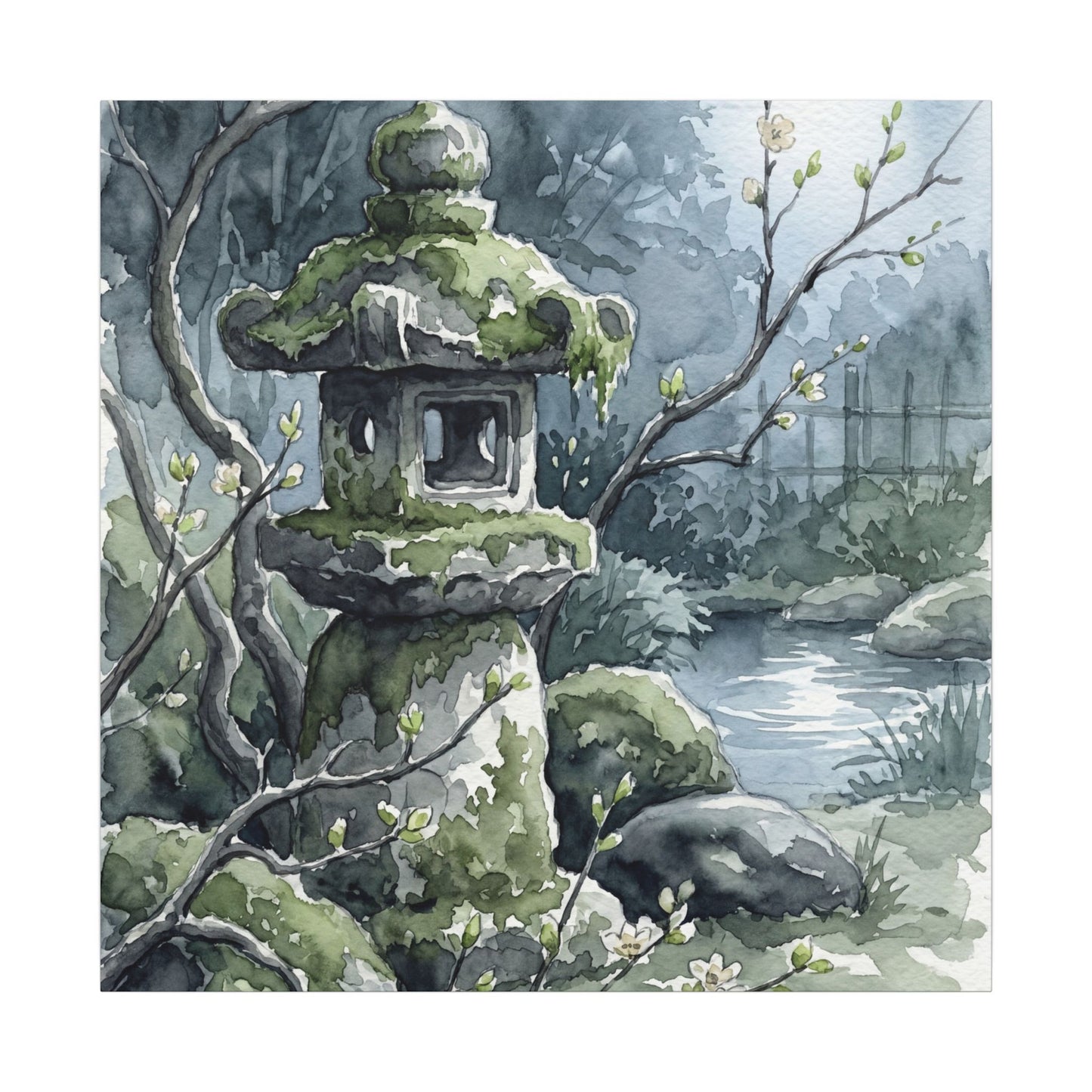 Moonlight Stone Lantern Canvas Art - Japandi Seijaku