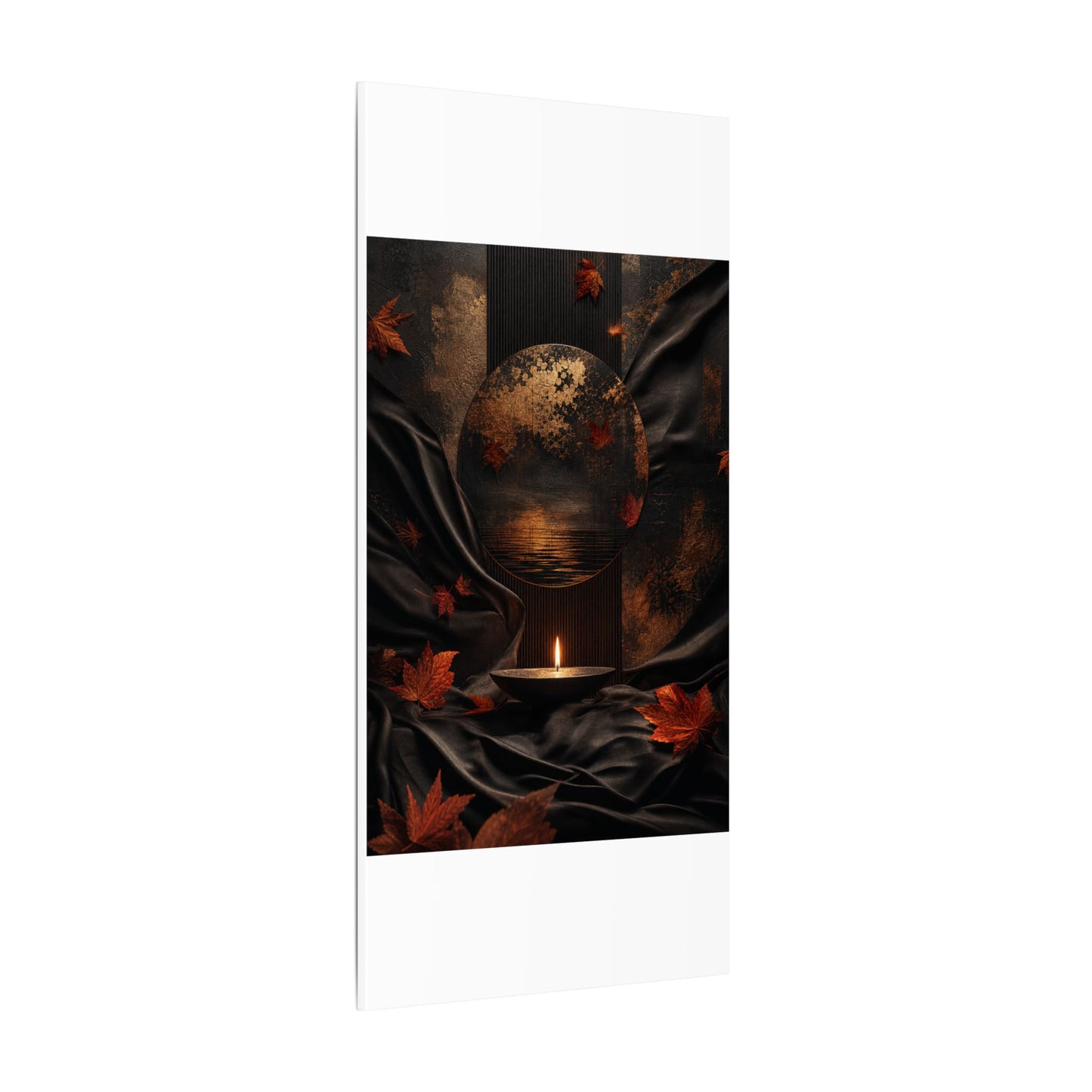Silk Drape Autumn Canvas Art | Dark Japandi Moody Design