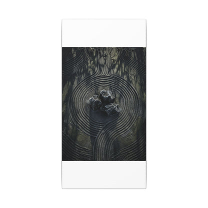 Moody Rock Garden Canvas Art - Dark Texture Dark Japandi