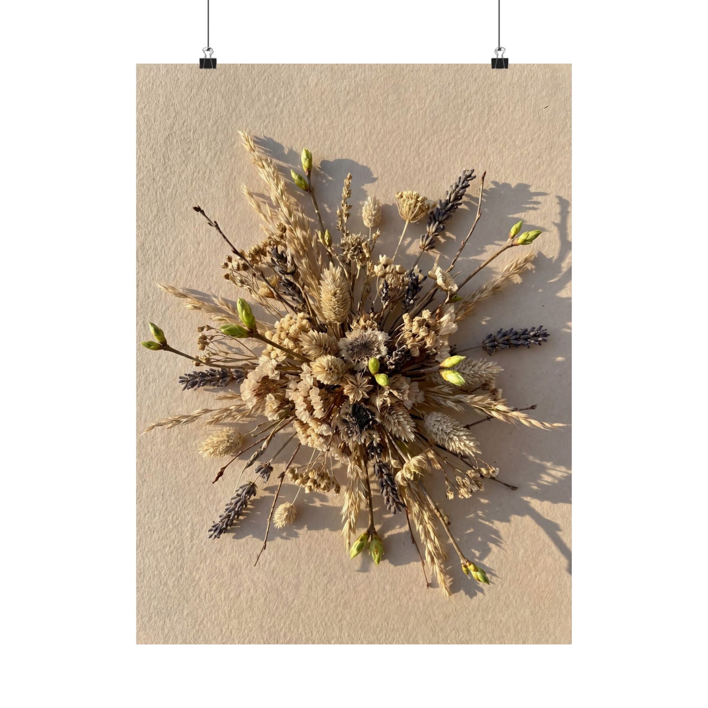 Dried Flowers Spring Wall Art Print | Japandi Neutral Design