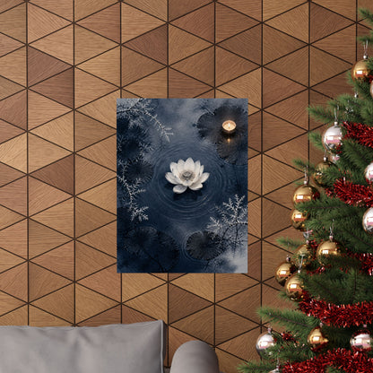 Lotus Flower Wall Art Print | Winter Zen Sumi E Art