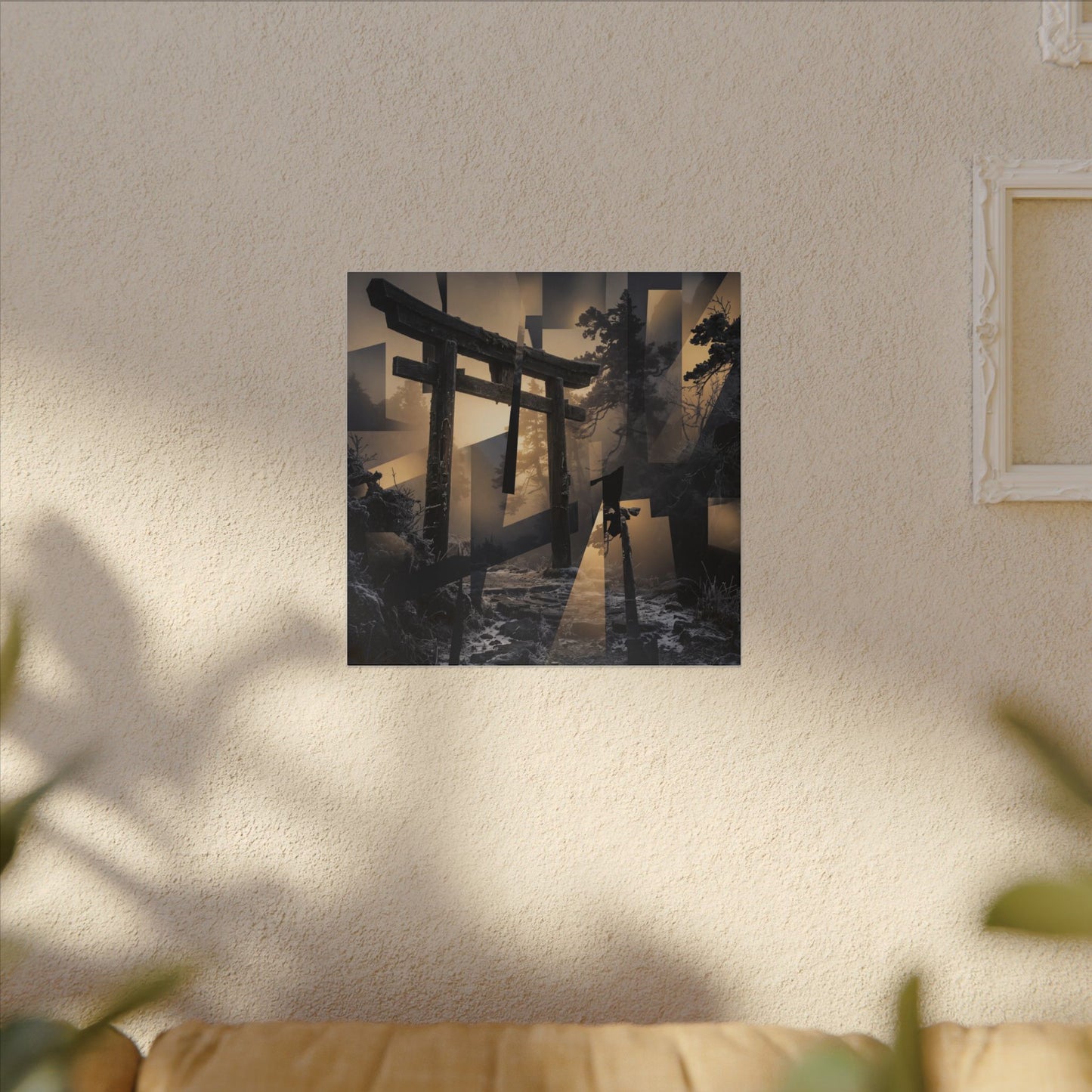Winter Torii Gate Moody Minimal Canvas Art | Bold Decor