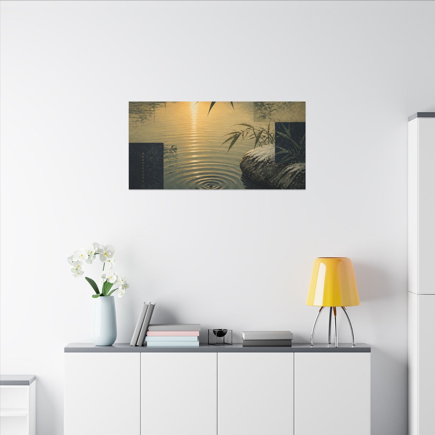 Zen Water Ripple in Golden Hour | Ukiyo E Inspired Canvas Art