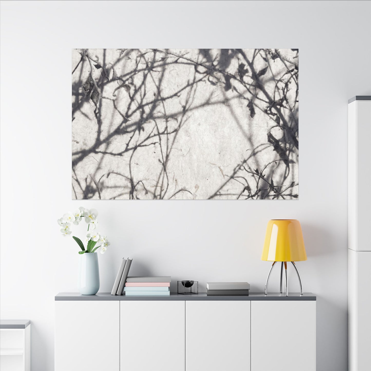 Winter Shadow Play Japanese Pattern Canvas Art | Elegant Decor