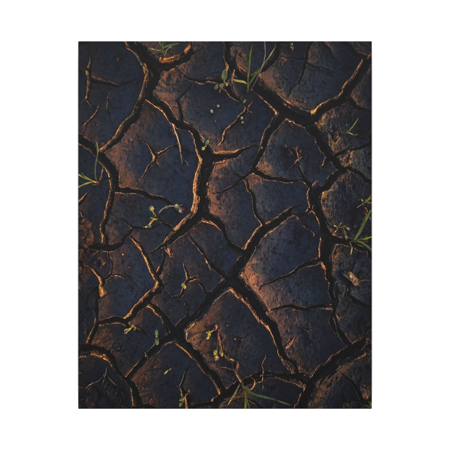 Cracked Earth Moody Minimal Canvas Art | Luxurious Dark Japandi Art