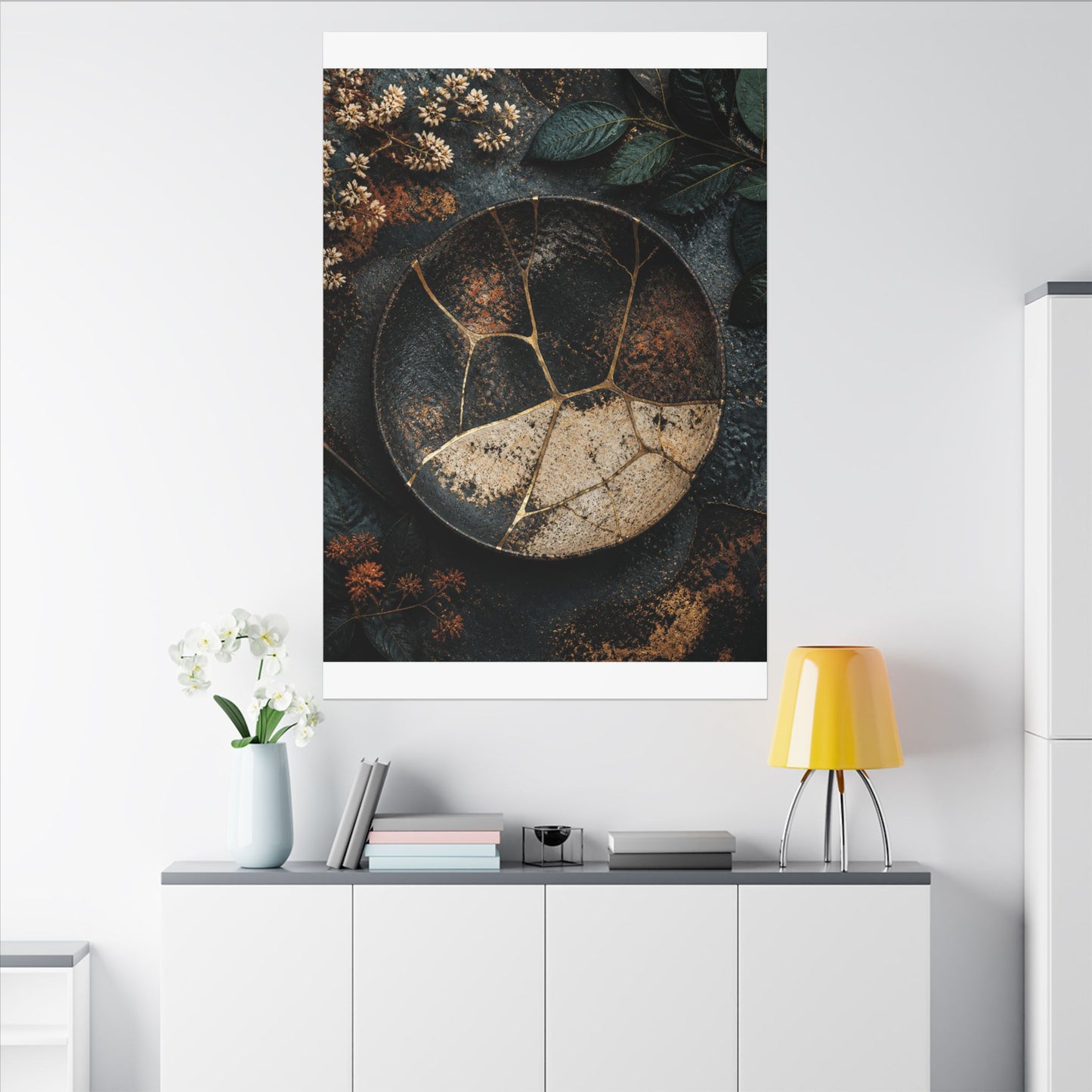 Kintsugi Rust Patina in Dawn | Gold Repair Canvas Art