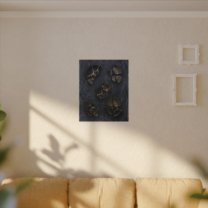 Broken Pottery Canvas Art | Winter Dark Japandi Shadow Zen Art
