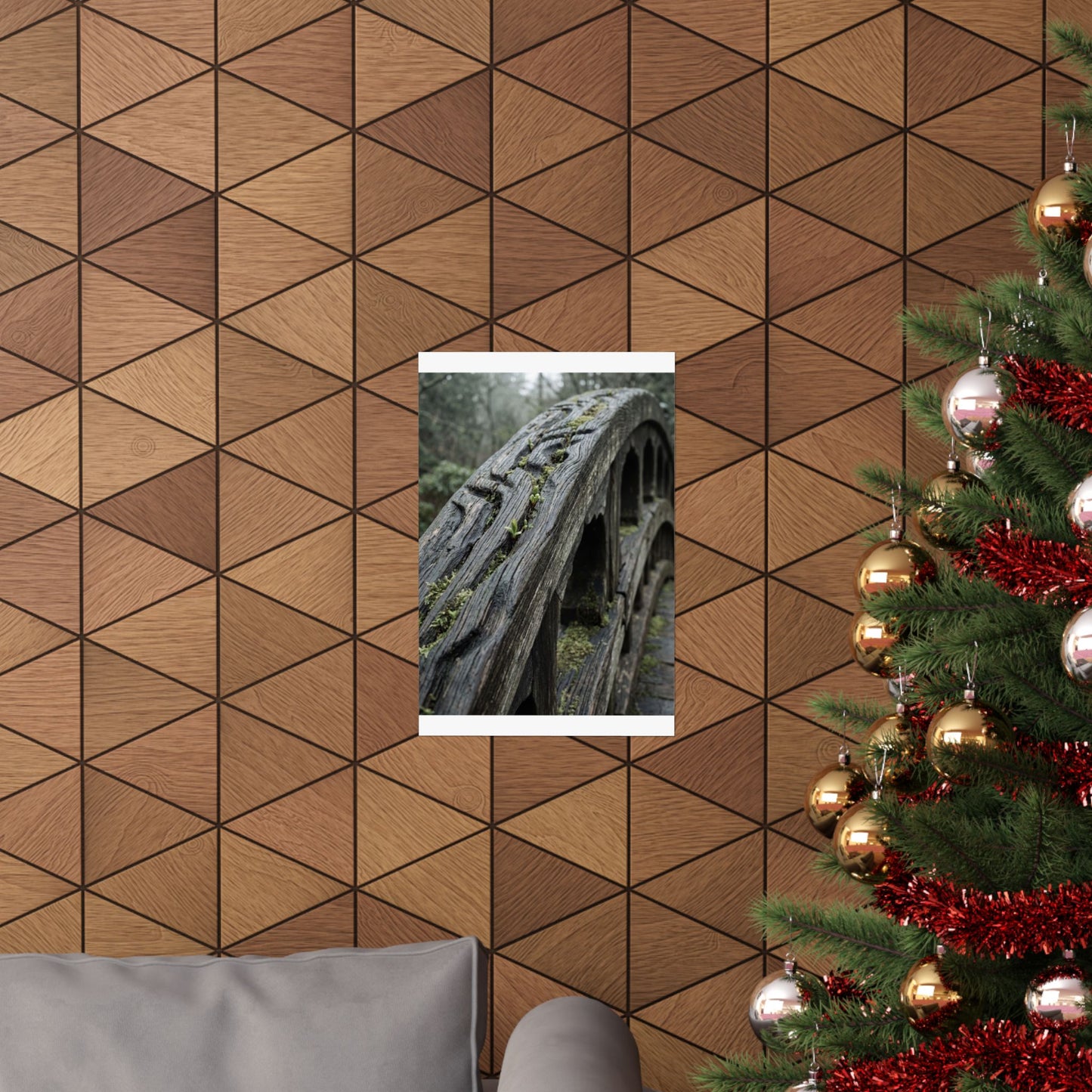 Kanso Wooden Bridge Wall Art Print - Japandi Japanese Pattern