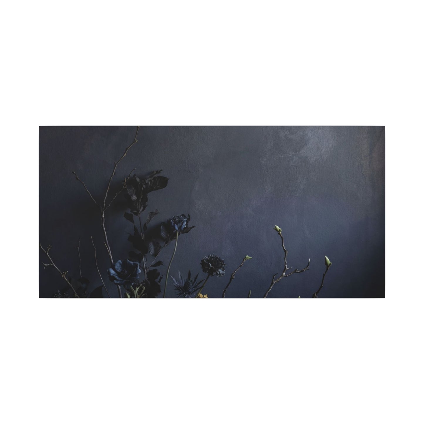 Dried Flowers Spring Canvas Art | Dark Japandi Moody Design