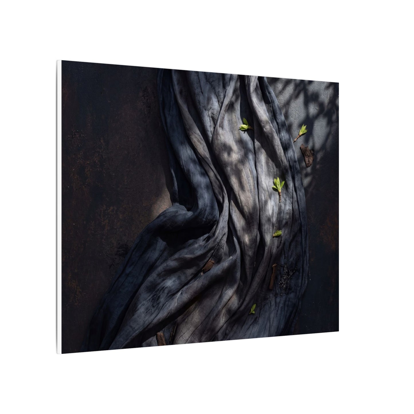 Seijaku Silk Drape Canvas Art - Dark Japandi Dark Texture
