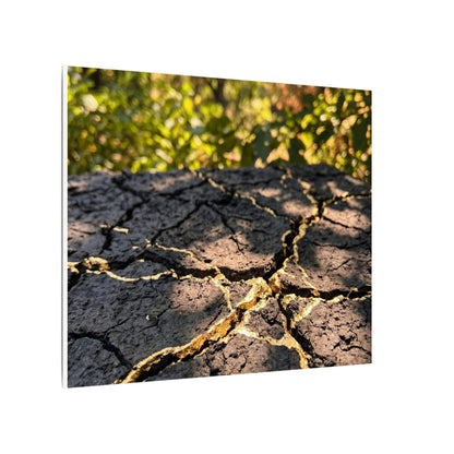 Shibui Cracked Earth Canvas Art - Kintsugi Gold Repair