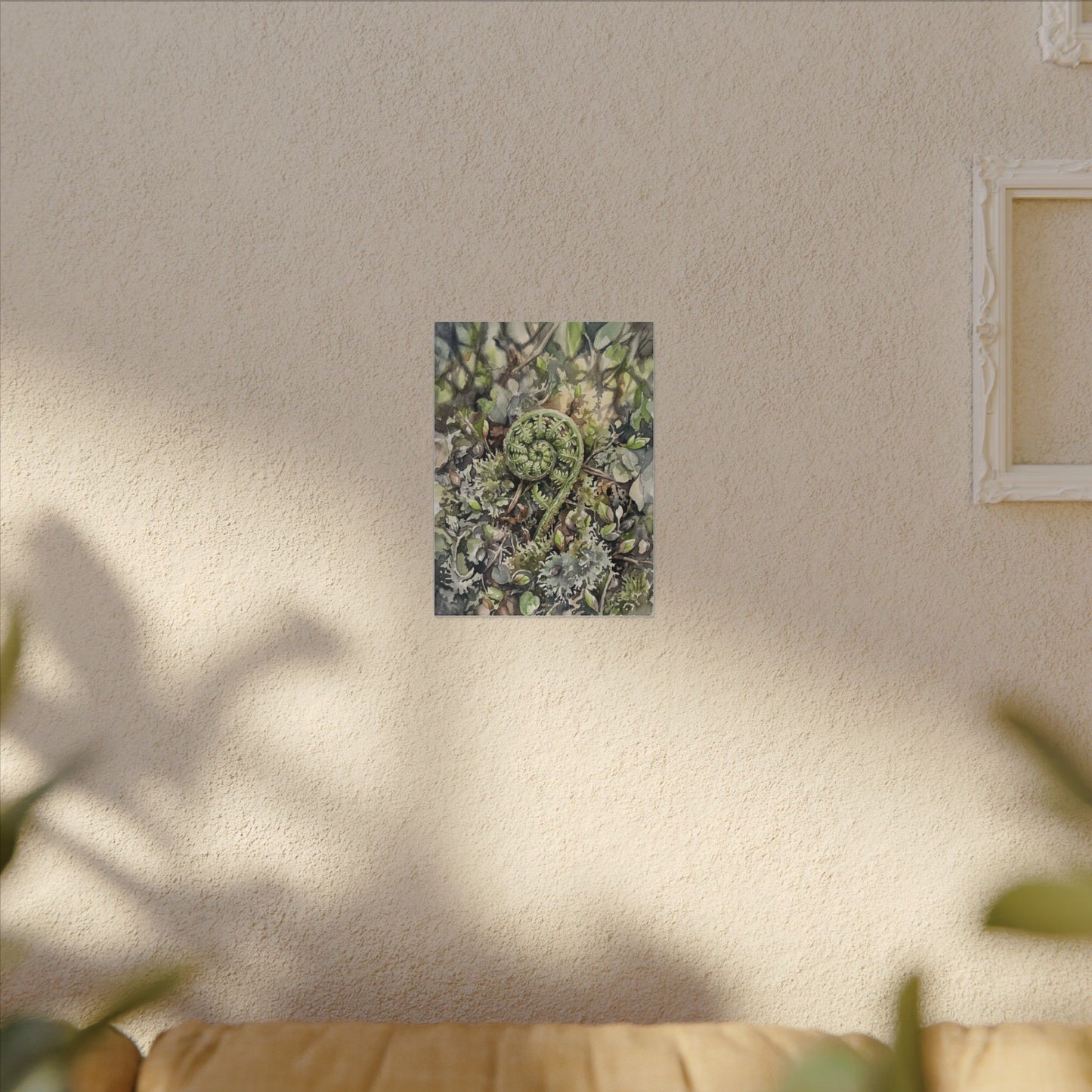 Fern Unfurling Spring Canvas Art | Japandi Neutral Design