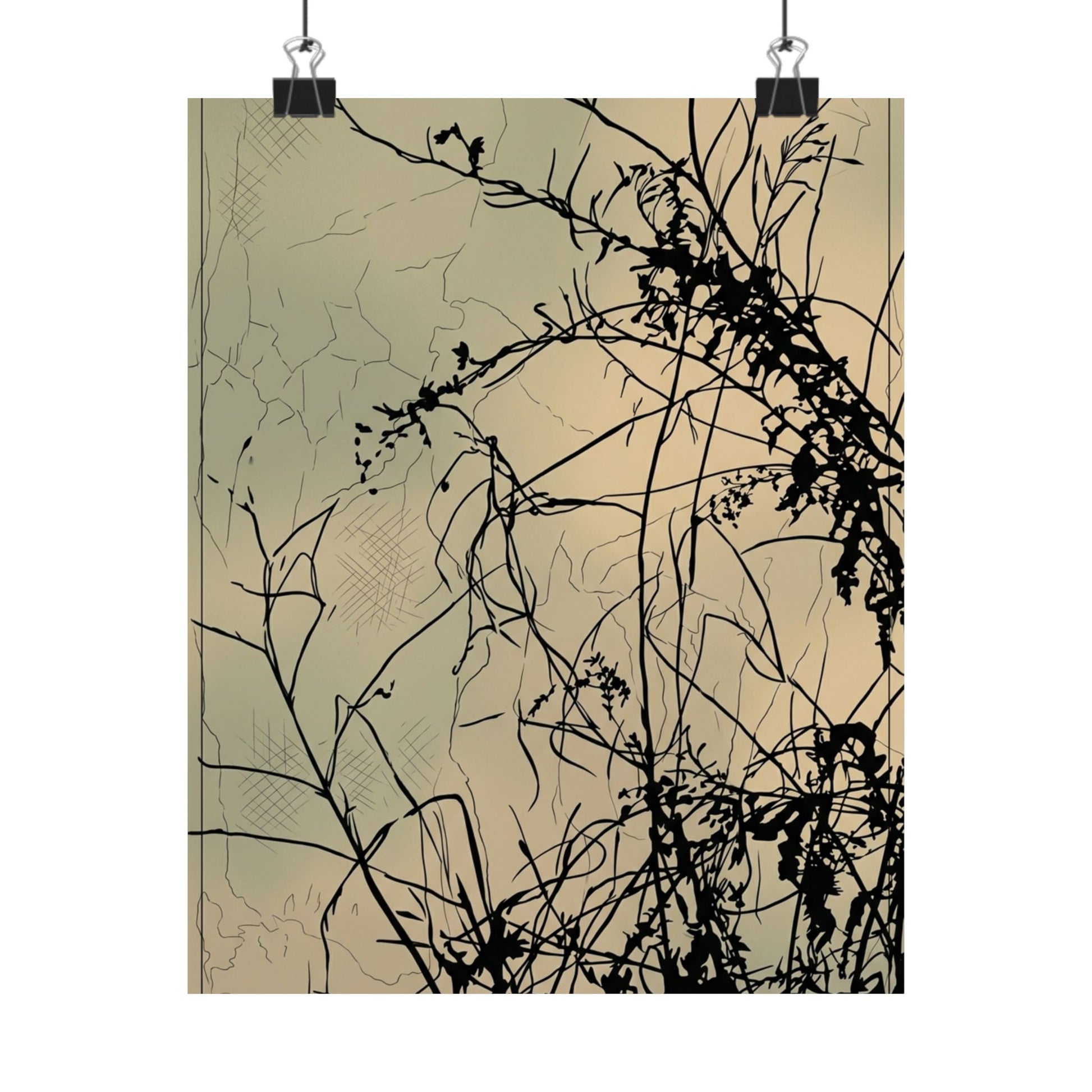 Golden Hour Shadow Play Wall Art Print - Japandi Mono No Aware Art Print