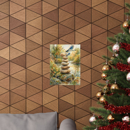 River Stones Summer Wall Art Print | Japandi Cozy Design