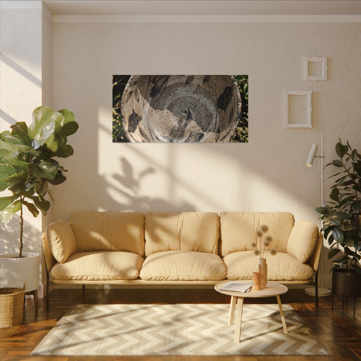 Elegant Ceramic Bowl Canvas Art - Japanese Pattern Japandi