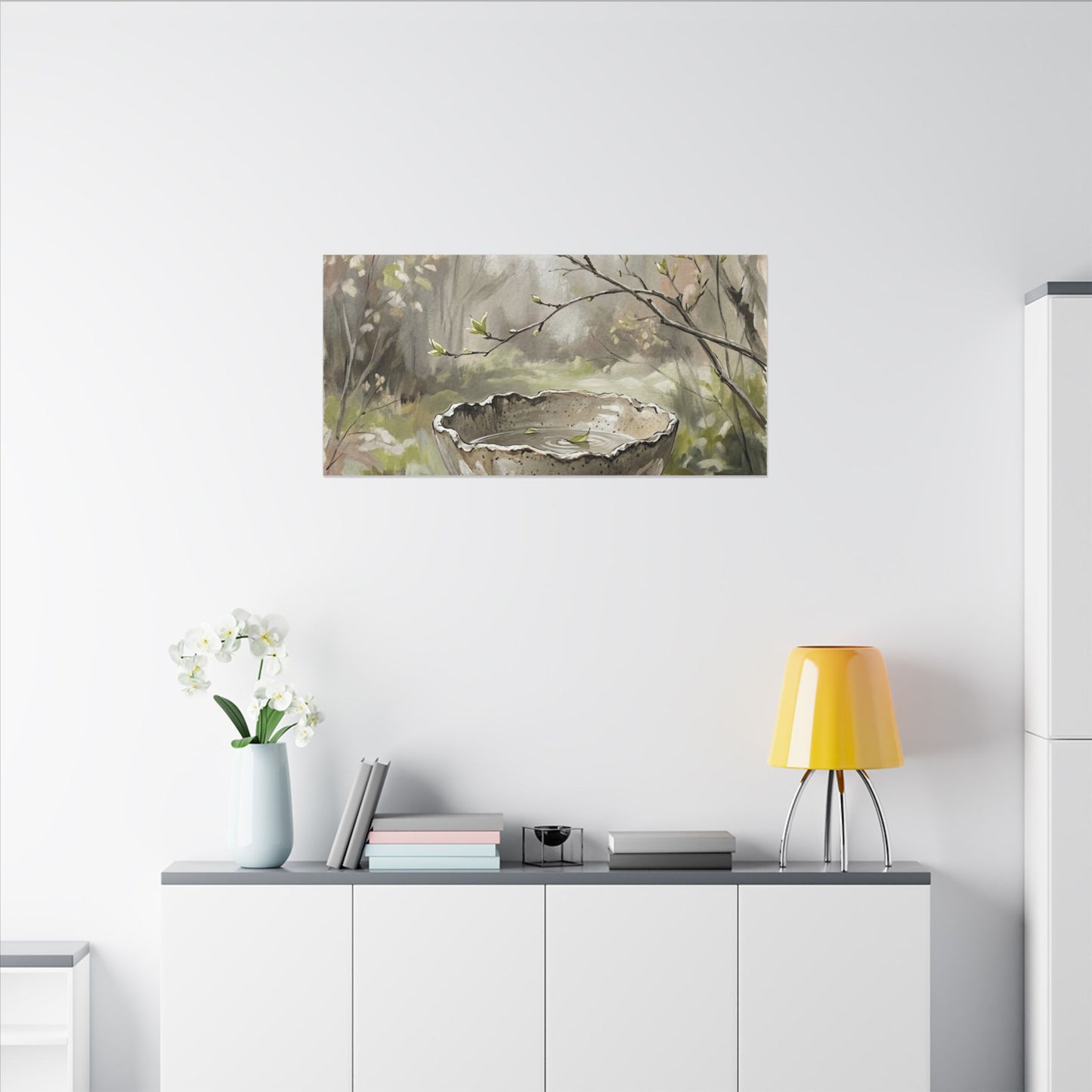 Japandi Ceramic Bowl in Overcast | Minimal Line Canvas Art