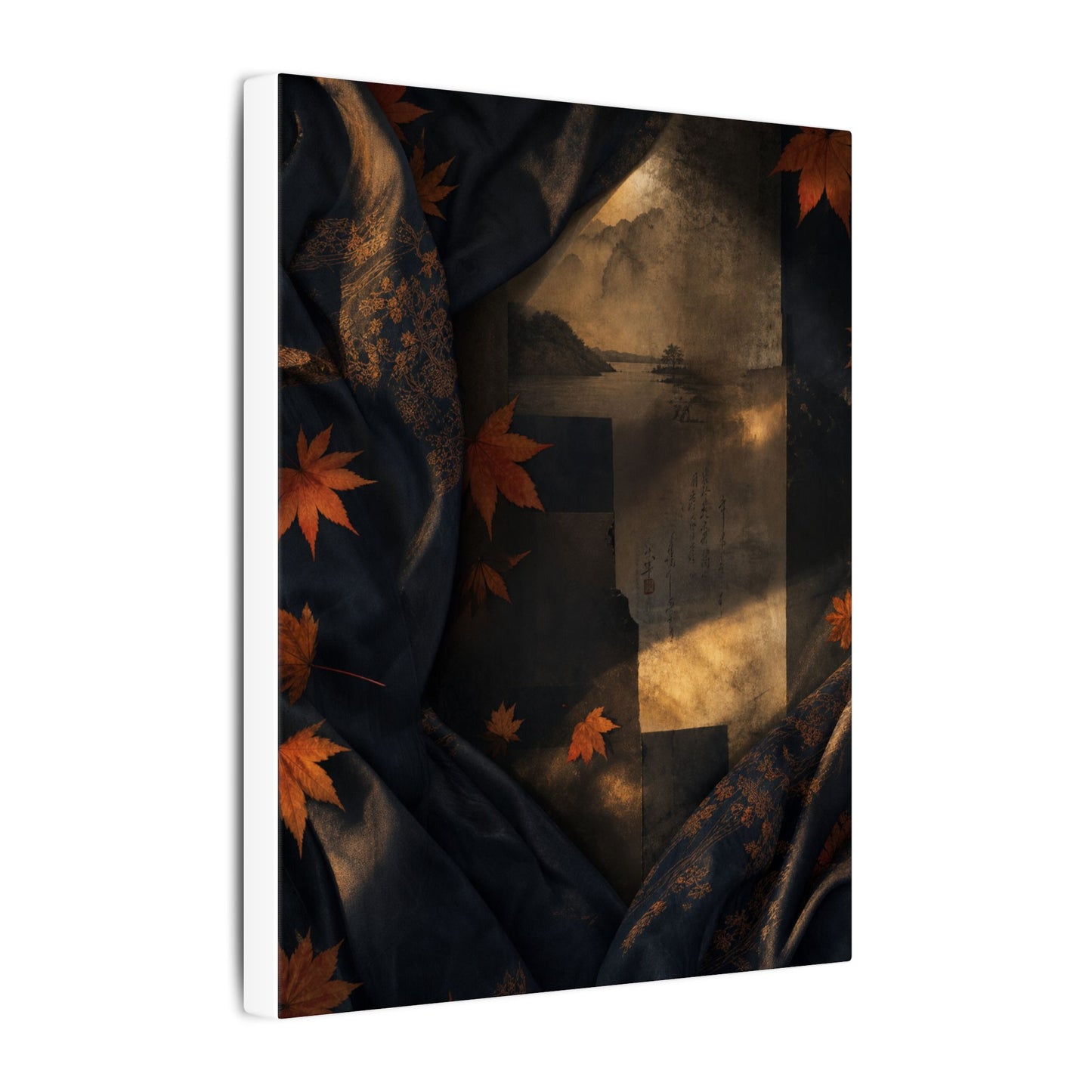 Autumn Silk Drape Shadow Zen Canvas Art | Bold Decor