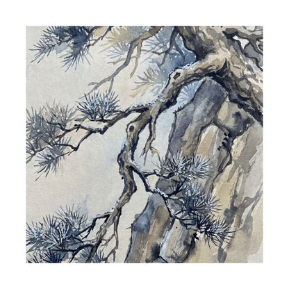Seijaku Pine Tree Wall Art Print - Japandi Watercolor