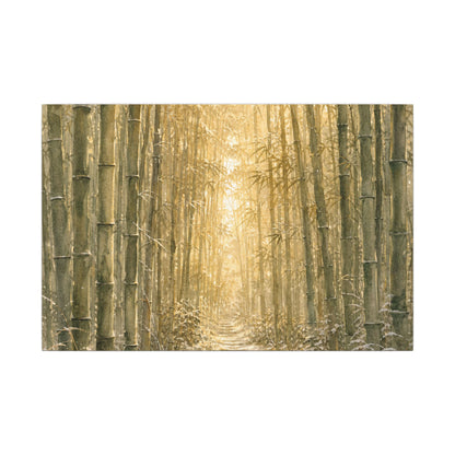 Bamboo Grove Winter Canvas Art | Japandi Elegant Design