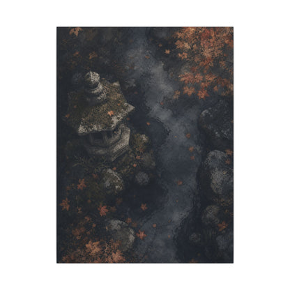Stone Lantern Canvas Art | Autumn Japandi Texture Art