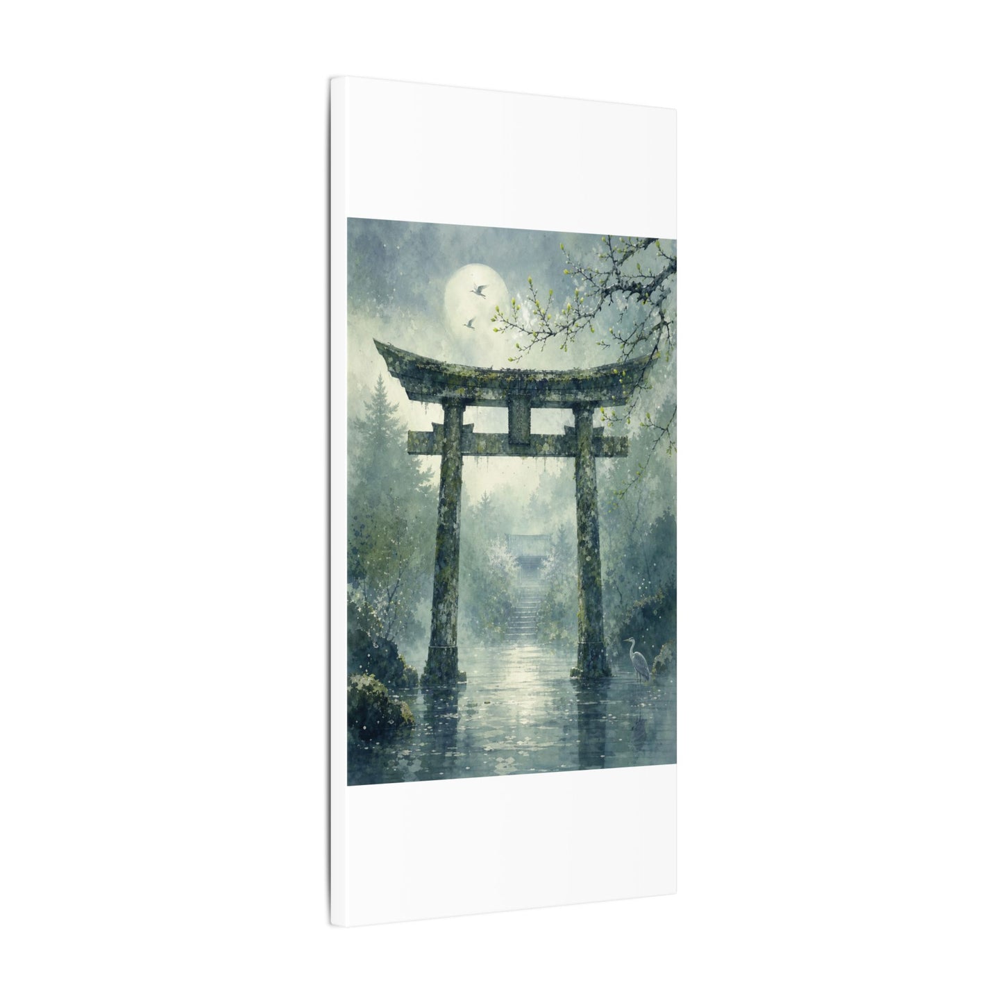 Earthy Torii Gate Canvas Art - Watercolor Japandi