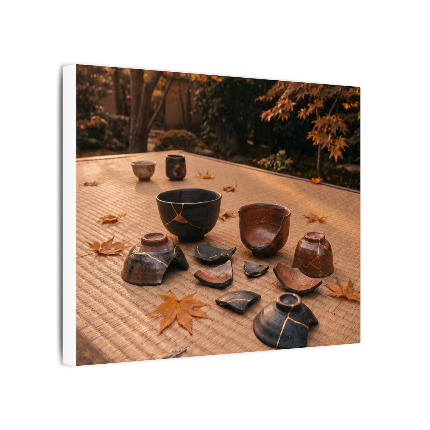 Golden Hour Tea Ceremony Canvas Art - Kintsugi Shibui