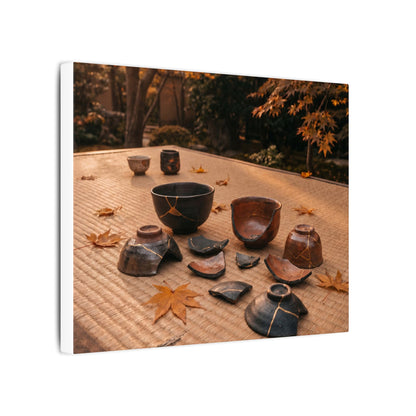 Golden Hour Tea Ceremony Canvas Art - Kintsugi Shibui