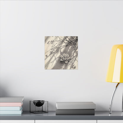 Winter Lotus Flower Sumi E Canvas Art | Contemplative Decor
