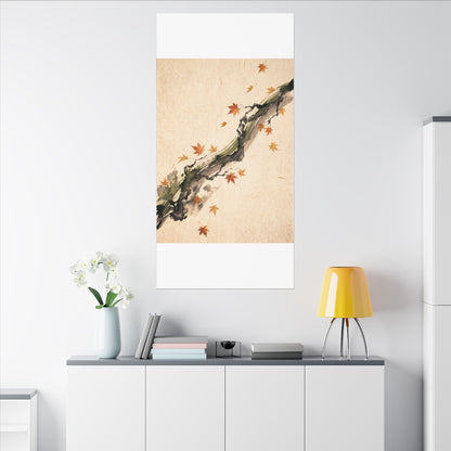 Ink Brushstroke Autumn Canvas Art | Zen Calm Design