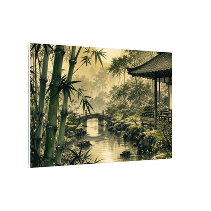 Moonlit Garden Sumi E Canvas Art | Calm Zen Art