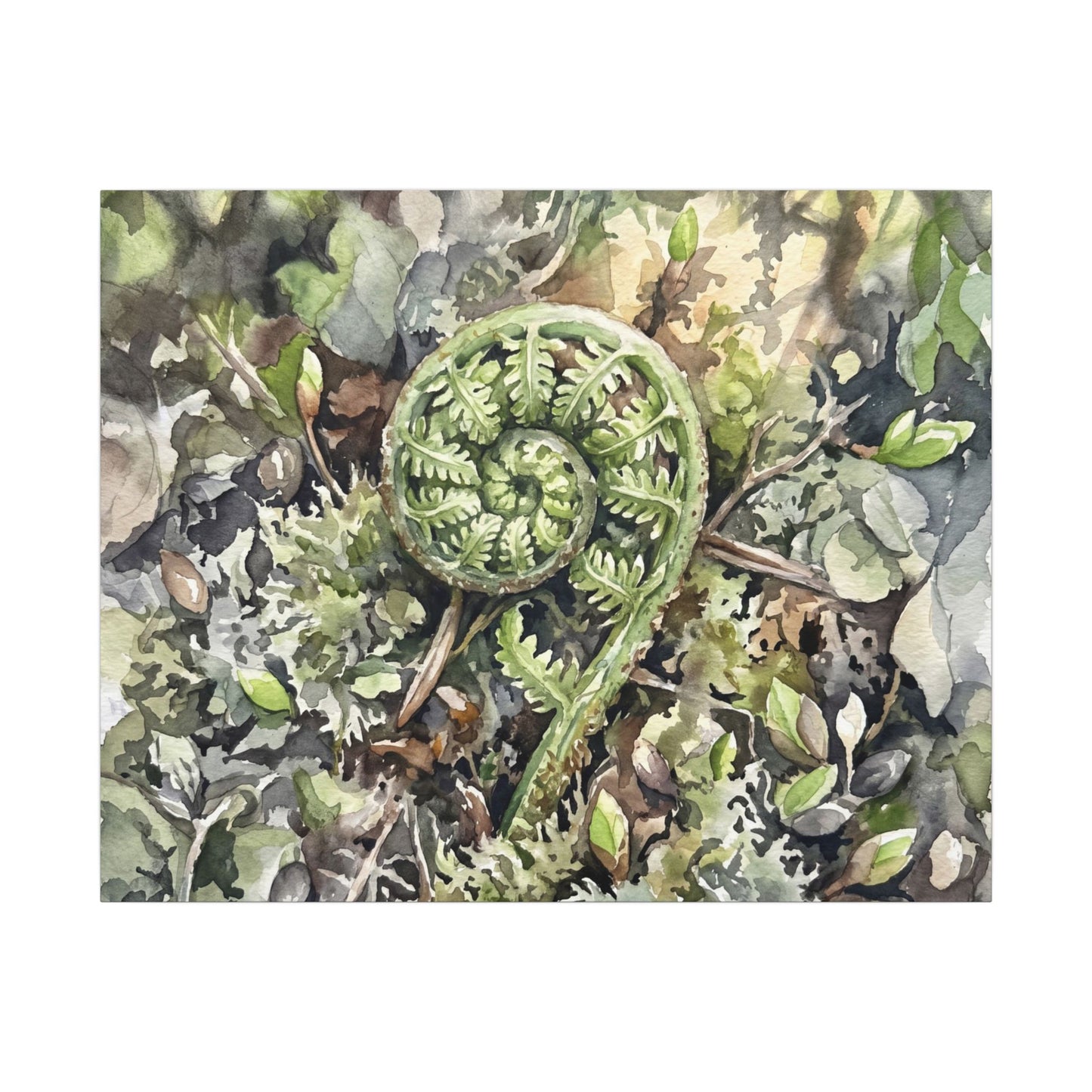 Fern Unfurling Spring Canvas Art | Japandi Neutral Design