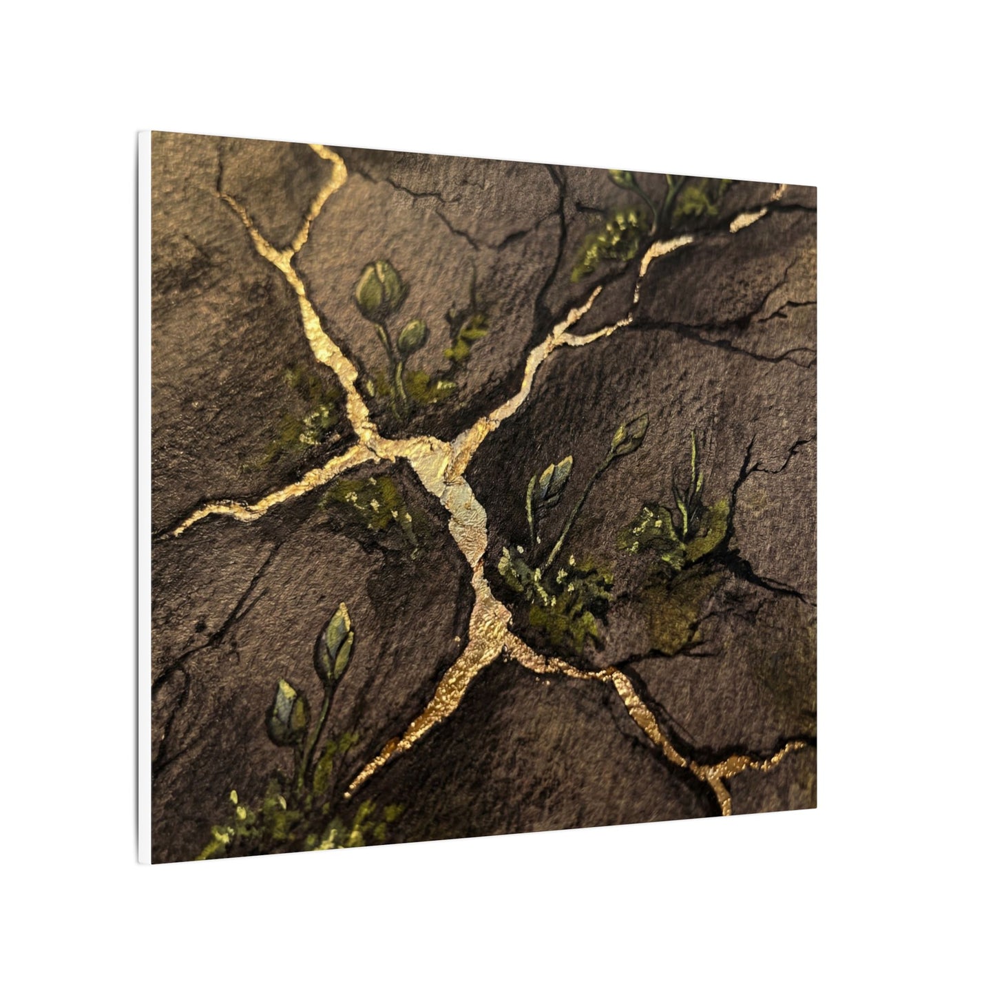 Spring Cracked Earth Charcoal Ink Canvas Art | Luxurious Decor