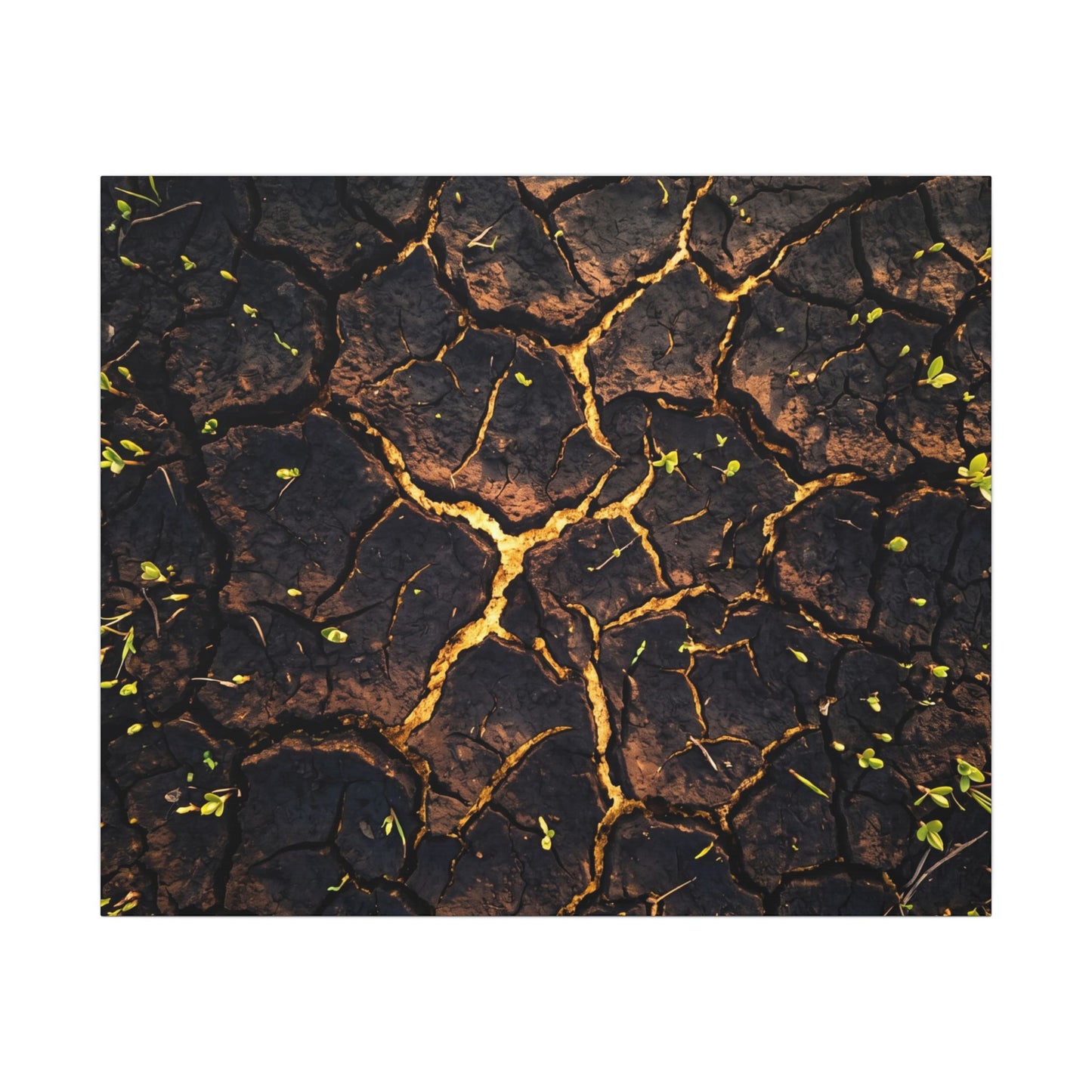 Cracked Earth Moody Minimal Canvas Art | Sophisticated Dark Japandi Art