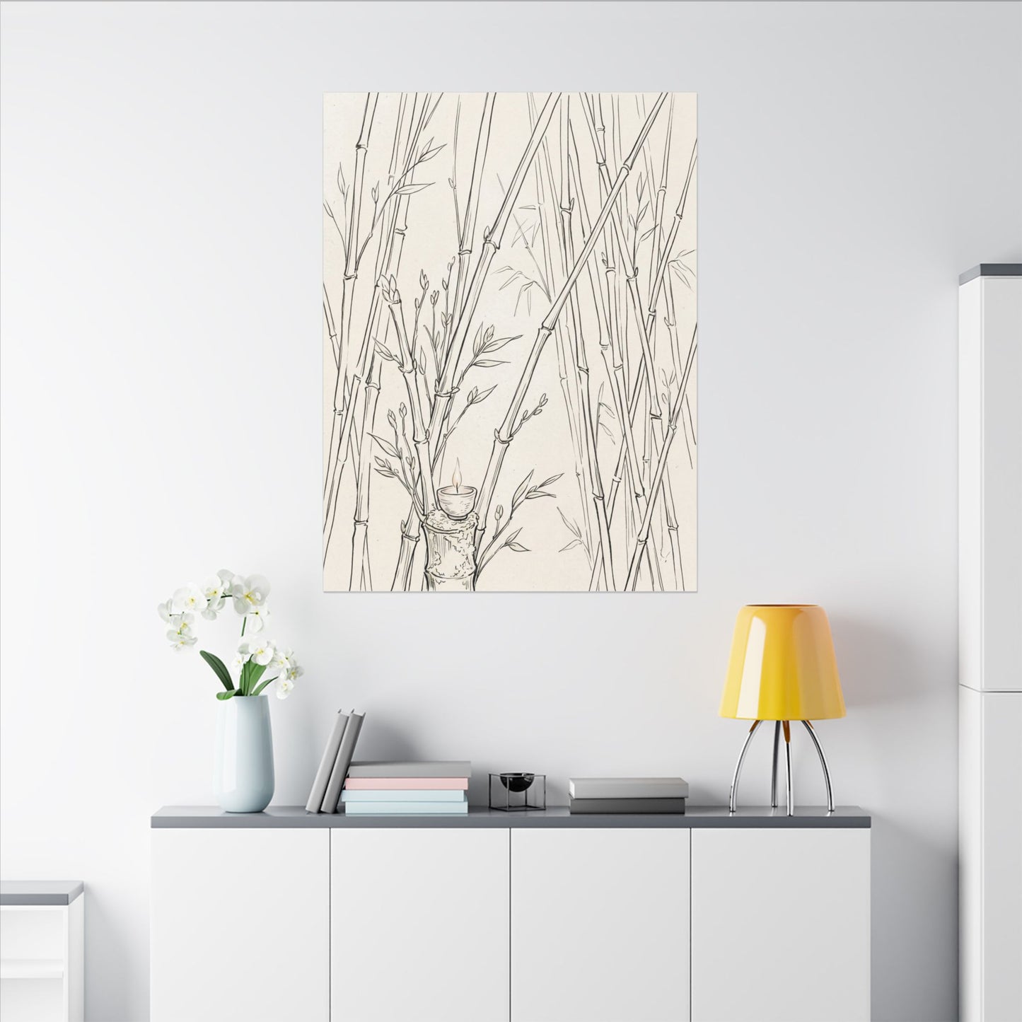 Candlelight Bamboo Grove Canvas Art - Japandi Fukinsei